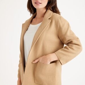 Quince Organic Cotton Knit Blazer Jacket In Camel XS